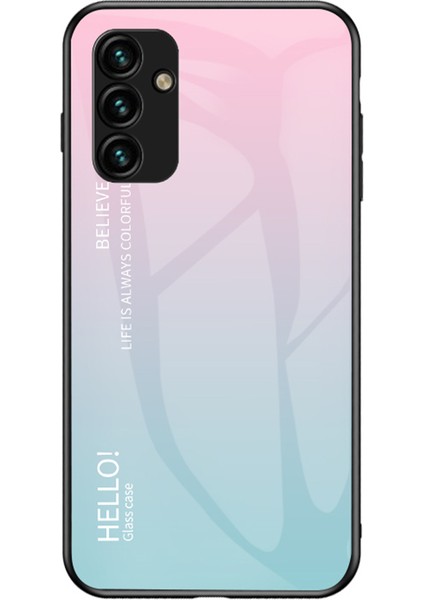 Samsung Galaxy A14 5g Gradyan Renk Şok Geçirmez Telefon Kılıfı Temperlenmiş Cam Sert Pc+Yumuşak Tpu Hibrid Kapak (Yurt Dışından)
