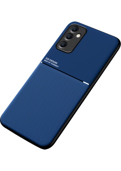 Samsung Galaxy A14 5g Arka Kabuk, Çizgiler Basılı Baskılı Anti-Collion Pu Deri+Tpu Telefon Kılıfı Araba Montaj Metal Sac Akıllı Telefon Kapağı (Yurt Dışından)