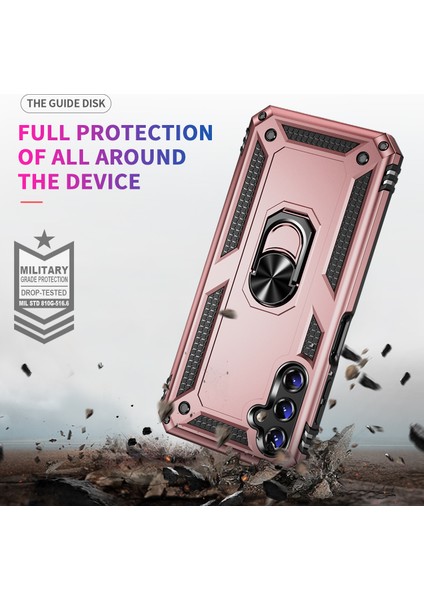 Samsung Galaxy A14 5g Askeri Sınıf Şok Geçirmez Telefon Vaka Yüzüğü Kickstand Tasarım Pc + Tpu Damla Geçirmez Kapak (Yurt Dışından) modelleri