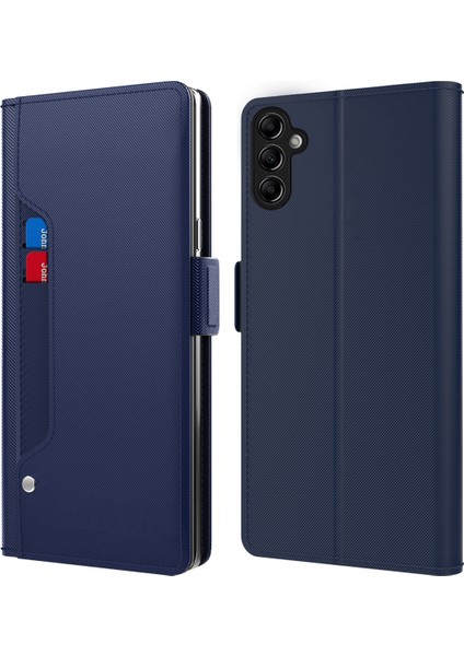 Samsung Galaxy A14 4g / 5g Deri Flip Kılıf Kartı Tutucu Stand Makyaj Ayna Telefon Kılıfı (Yurt Dışından)