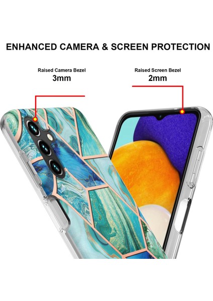 Galaxy A14 5g Mermer Desen Imd Iml Yumuşak Tpu Telefon Kılıfı Çift Taraflı Elektrapan Anti-Çizelge Koruyucu Kapak (Yurt Dışından)
