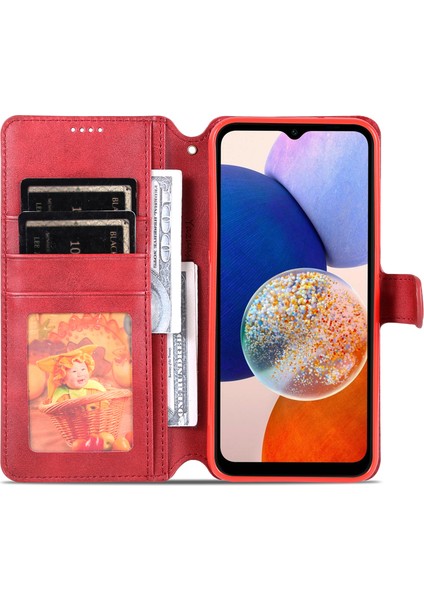 Samsung Galaxy A14 5g Buzağı Dokusu Deri Telefon Cüzdan Kapak Standı (Yurt Dışından)