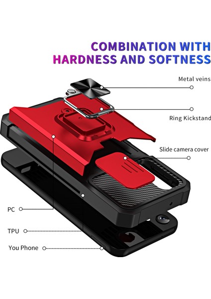 Samsung Galaxy A14 5g Kart Tutucu Kickstand Telefon Kılıfı Sabit Pc Yumuşak Tpu Hibrid Kapak Slayt Kamera Lens Koruyucu (Yurt Dışından)