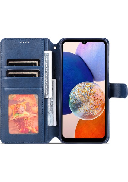Samsung Galaxy A14 5g Buzağı Dokusu Deri Telefon Cüzdan Kapak Standı (Yurt Dışından)