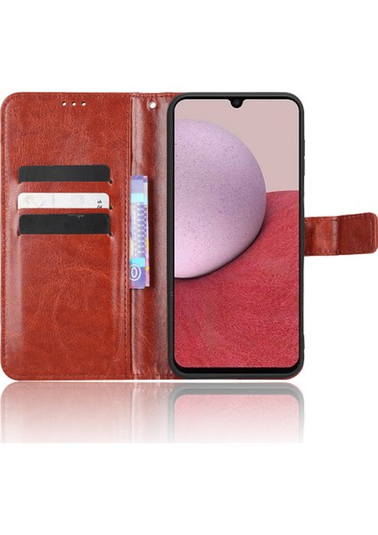 Samsung Galaxy A14 4g Güçlü Manyetik Toka Telefon Stand Cüzdan Kapak Çılgın At Dokusu Deri Telefon Kılıfı (Yurt Dışından)