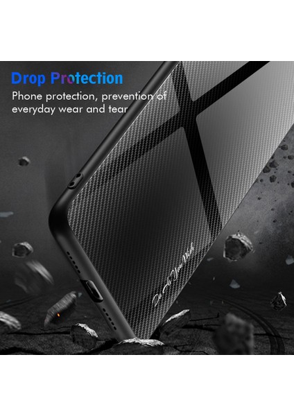 Samsung Galaxy A14 5g Anti-Fall Akıllı Telefon Kasası Karbon Fiber Doku Temsil Edilmiş Cam Cep Telefonu Kapağı (Yurt Dışından)