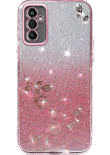 Samsung Galaxy A14 5g Cep Telefonu Kılıfı, Gradyan Glitter Powder Rhinestone Dekor Çiçek Deseni Tpu Kapak Kabuğu (Yurt Dışından)