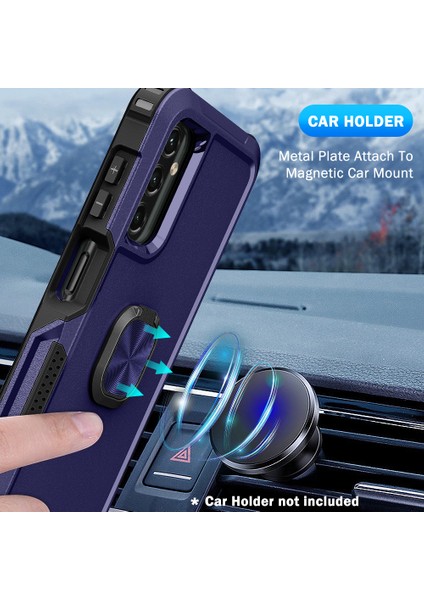 Samsung Galaxy A14 5g Kickstand Telefon Kasası Plastik Silikon Döndürülebilir Halka Tutucu Cep Telefonu Kapağı (Yurt Dışından)