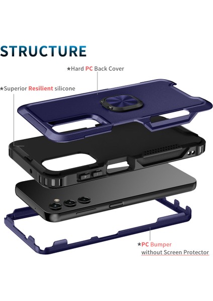 Samsung Galaxy A14 5g Kickstand Telefon Kasası Plastik Silikon Döndürülebilir Halka Tutucu Cep Telefonu Kapağı (Yurt Dışından)