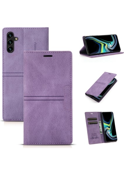Samsung Galaxy A14 5g Anti-Çizgi Pu Deri Manyetik Otomatik Absorbed Telefon Kılıfı Tam Koruma Iç Tpu Kapağı Stand Cüzdanı (Yurt Dışından)