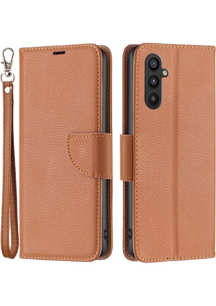 Samsung Galaxy A34 5g Litchi Doku Pu Deri Deri Dönme Standı Özellik Manyetik Kapatma Cüzdan Telefon Kılıfı Kayış (Yurt Dışından)