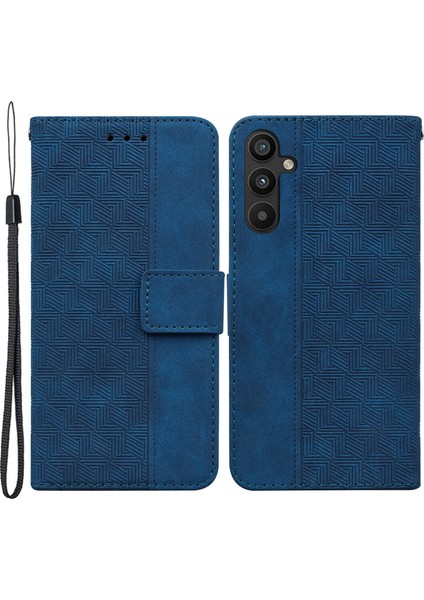 Samsung Galaxy A34 5g Cüzdan Şok Geçirmez Baskılı Geometri Desen Telefon Kılıfı Pu Deri Manyetik Kapatma El Strap Stand Flip Telefon Kapağı (Yurt Dışından)