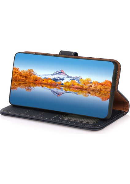 Samsung Galaxy A34 5g Telefon Stand Kılıfı Cüzdan Gerçek Inek Deri Rfıd Blowantıng Kapak (Yurt Dışından)