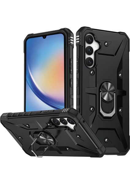 Samsung Galaxy A34 5g Şok Geçirmez Tpu+Pc Telefon Kılıf Yüzüğü Kickstand Anti-Cratch Arka Kapak (Yurt Dışından)