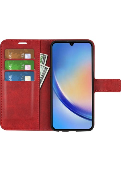 Samsung Galaxy A34 5g Folio Flip Telefon Kasası Buzağı Doku Stand Cüzdan Kapağı (Yurt Dışından)