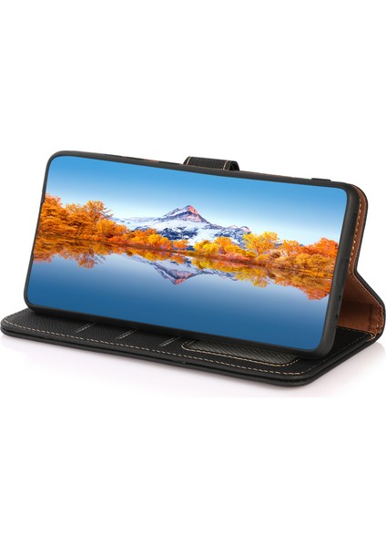 Samsung Galaxy A34 5g Telefon Stand Kılıfı Cüzdan Gerçek Inek Deri Rfıd Blowantıng Kapak (Yurt Dışından)