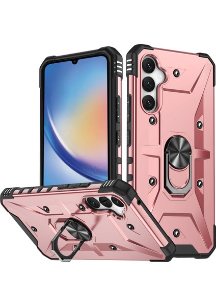 Samsung Galaxy A34 5g Şok Geçirmez Tpu+Pc Telefon Kılıf Yüzüğü Kickstand Anti-Cratch Arka Kapak (Yurt Dışından)