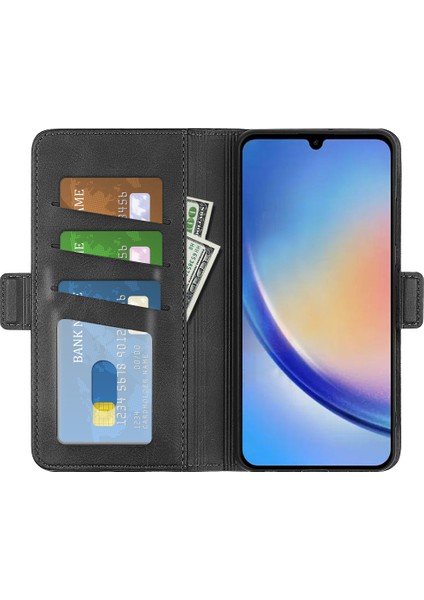 Samsung Galaxy A34 5g Buzağı Doku Standı Pu Deri Koruyucu Kılıf Cüzdan Kapağı (Yurt Dışından)