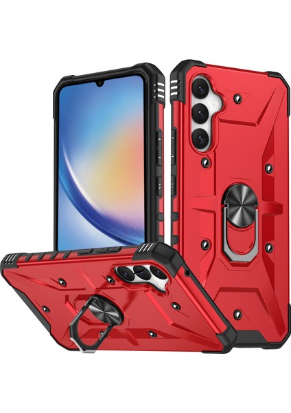 Samsung Galaxy A34 5g Şok Geçirmez Tpu+Pc Telefon Kılıf Yüzüğü Kickstand Anti-Cratch Arka Kapak (Yurt Dışından)