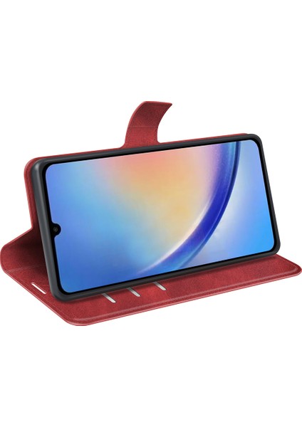Samsung Galaxy A34 5g Folio Flip Telefon Kasası Buzağı Doku Stand Cüzdan Kapağı (Yurt Dışından)