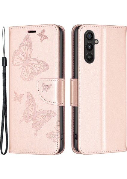 Samsung Galaxy A34 5g Pu Deri Cüzdan Telefon Kılıfı Baskılı Kelebekler Manyetik Kapatma Stand Kapağı Kayış (Yurt Dışından)