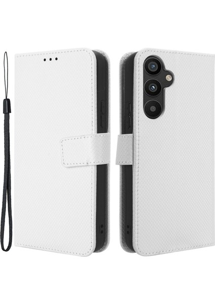 Samsung Galaxy A34 5g Kılıf, Shock Anti-Shock Manyetik Toka Elmas Doku Pu Deri Deri Anti-Çizgi Katlanabilir Stand Cüzdan Telefon Kılıfı (Yurt Dışından)