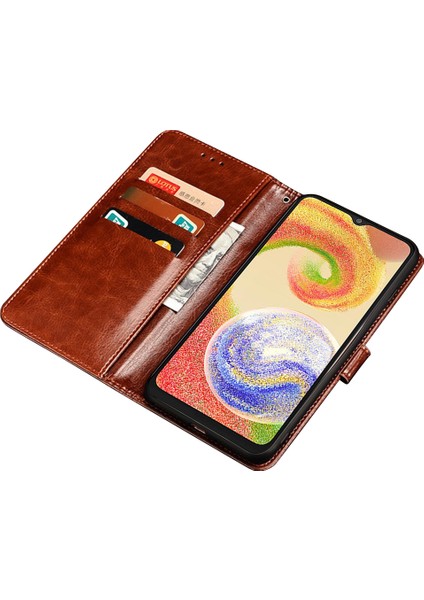 Samsung Galaxy A34 5g Pu Deri Deri Flip Telefon Kapağı Koruyucu Kılıf Standını Özel Çılgın At Doku Cüzdan (Yurt Dışından)