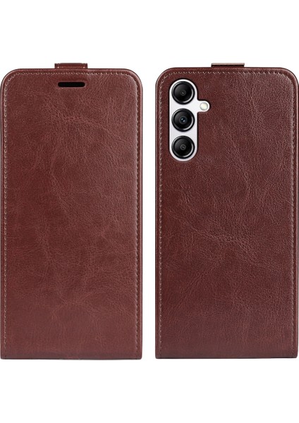 Samsung Galaxy A34 5g Dikey Flip Kapak, Kart Yuvası ile Çılgın At Doku Deri Kılıf (Yurt Dışından)
