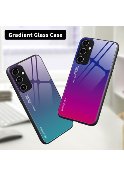Samsung Galaxy A34 5g Gradyan Renkli Telefon Kılıfı Temperli Cam + Pc + Tpu Hibrid Kabuk Şok Emilim Kapağı (Yurt Dışından) fırsatları