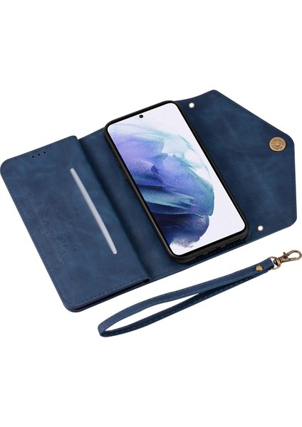 Samsung Galaxy A34 Cep Telefonu Kılıfı A34 5g Cilt Touch Hissed Hissetme Fermuarı Cep Cüzdanı Tam Koruma Pu Deri Telefon Kapağı Kısa + Uzun Kayış (Yurt Dışından)