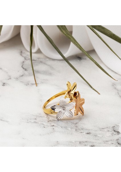 14 Ayar Altın Yaşam Çiçeği Yüzük modelleri