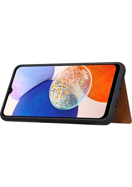 Samsung Galaxy A14 5g Buzağı Dokusu Telefon Kılıf Kart Yuvaları Kickstand Pu Deri Kaplamalı Tpu Iyi Korumalı Koruyucu Arka Kapak (Yurt Dışından)