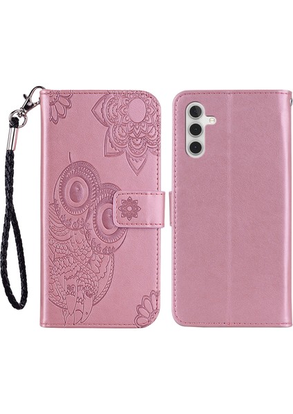 Samsung Galaxy A34 5g Deri Telefon Kılıfı Stand Cüzdan Baskılı Baykuş Çiçek Desen Cep Telefonu Kapağı (Yurt Dışından)