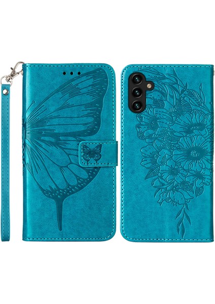 Samsung Galaxy A34 5g Pu Deri Kelebek Çiçeği Baskılı Telefon Kapağı Manyetik Toka Stand Cüzdan Kılıfı El Kayışı (Yurt Dışından)