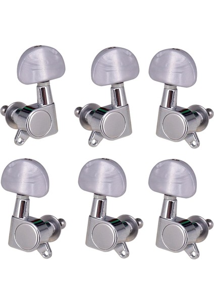 6x Kapalı Gitar String Tuning Pegs Elektrikli Folk Gitar Dize Düğmesi 2l 4r Argent (Yurt Dışından)