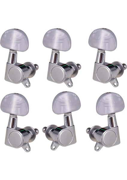 6x Kapalı Gitar String Tuning Pegs Elektrikli Folk Gitar Dize Düğmesi 2l 4r Argent (Yurt Dışından)