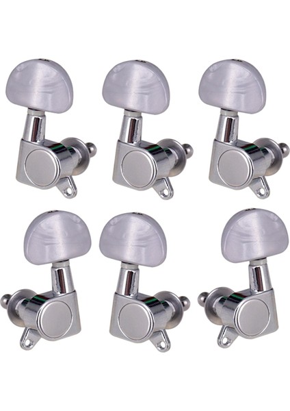 6x Kapalı Gitar String Tuning Pegs Elektrikli Folk Gitar Dize Düğmesi 2l 4r Argent (Yurt Dışından)