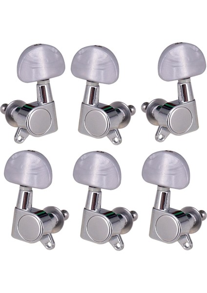 6x Kapalı Gitar String Tuning Pegs Elektrikli Folk Gitar Dize Düğmesi 2l 4r Argent (Yurt Dışından)