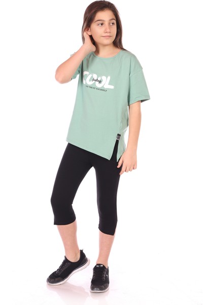 Toontoy Kız Çocuk Cool Baskılı Kaprili Takım