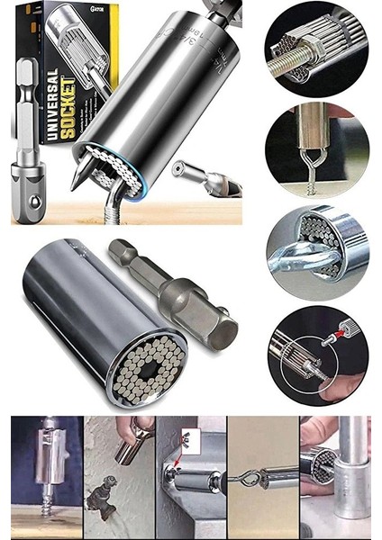 Alman Chrome Vanadium Çelik 7-19 mm Ats Akıllı Çok Amaçlı Lokma Aparatı Seti Üniversal Anahtar