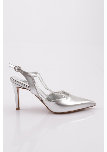 1004 Kadın Arkasi Açik Taş Zincirli Topuklu Ayakkabı