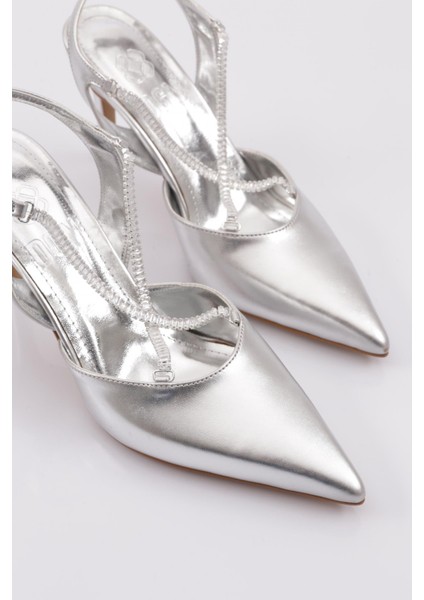 1004 Kadın Arkasi Açik Taş Zincirli Topuklu Ayakkabı fırsatları