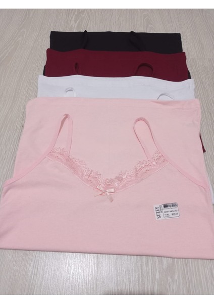 Kadın 4'lü Paket Pamuklu Dantelli Ip Askılı Atlet modelleri