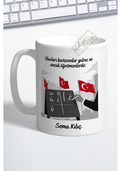 Atölye Çizgi Öğretmenlere Özel Bilek Destekli Mouse Pad ve Kupa Bardak