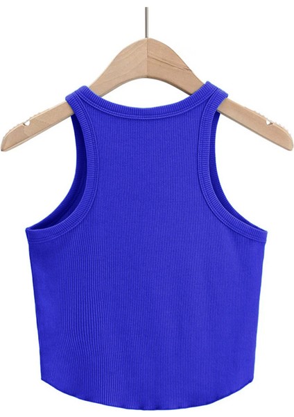 Kadın Oval Etekli Mavi Renk Bisiklet Yaka Crop Top Bluz fiyatları