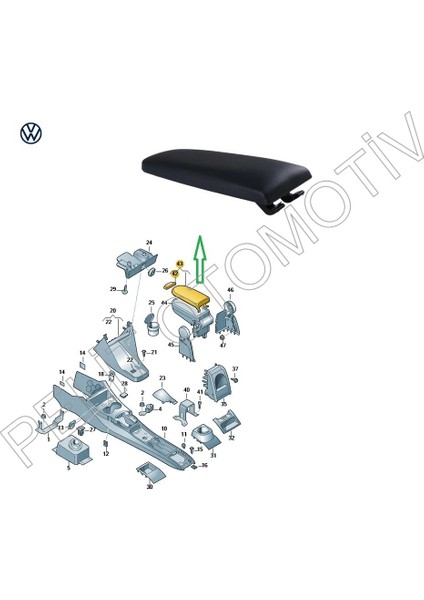 Rapid Orta Konsol Kol Dayama Kapağı Deri 6R0867173