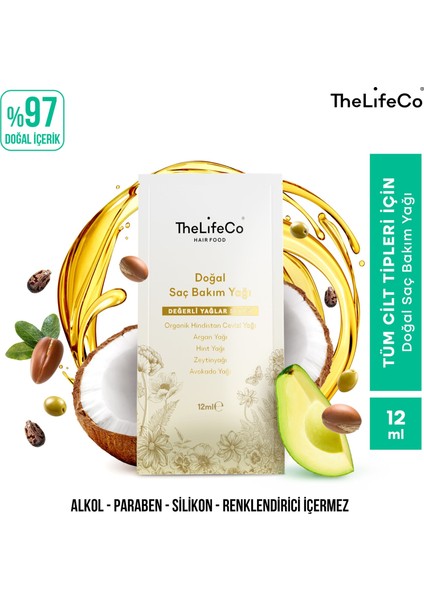 Thelifeco Hairfood Değerli Yağlar Serisi Doğal Saç Bakım Yağı 12 ml Şase x 3 Adet