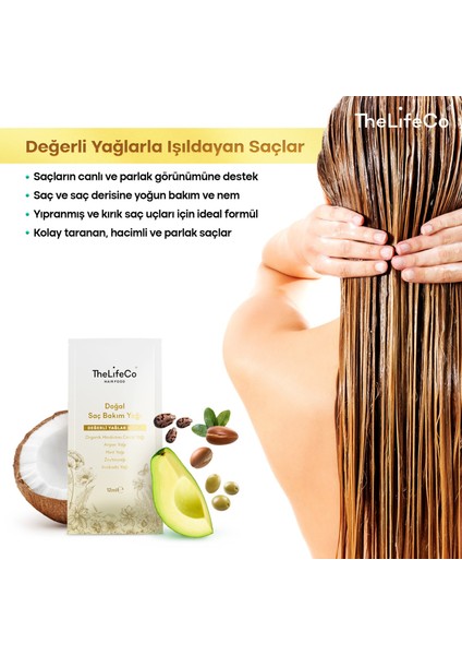 Thelifeco Hairfood Değerli Yağlar Serisi Doğal Saç Bakım Yağı 12 ml Şase x 3 Adet