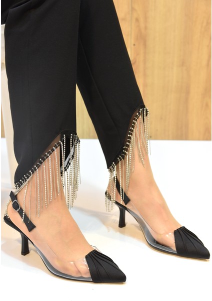 Burnu Şeffaf Kapalı Topuklu Kadın Ayakkabı