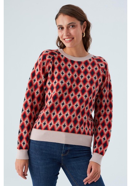 Trudy Pullover Baklava Desenli Standart Kesim Kadın Triko Kazak